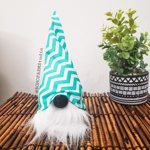 GNOME TEAL TURQUOISE CHEVRON HAT FARMHOUSE DECOR